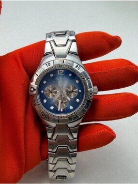 Relic Chronograph Watch Blue Dial Stainless Steel Date Quartz Working